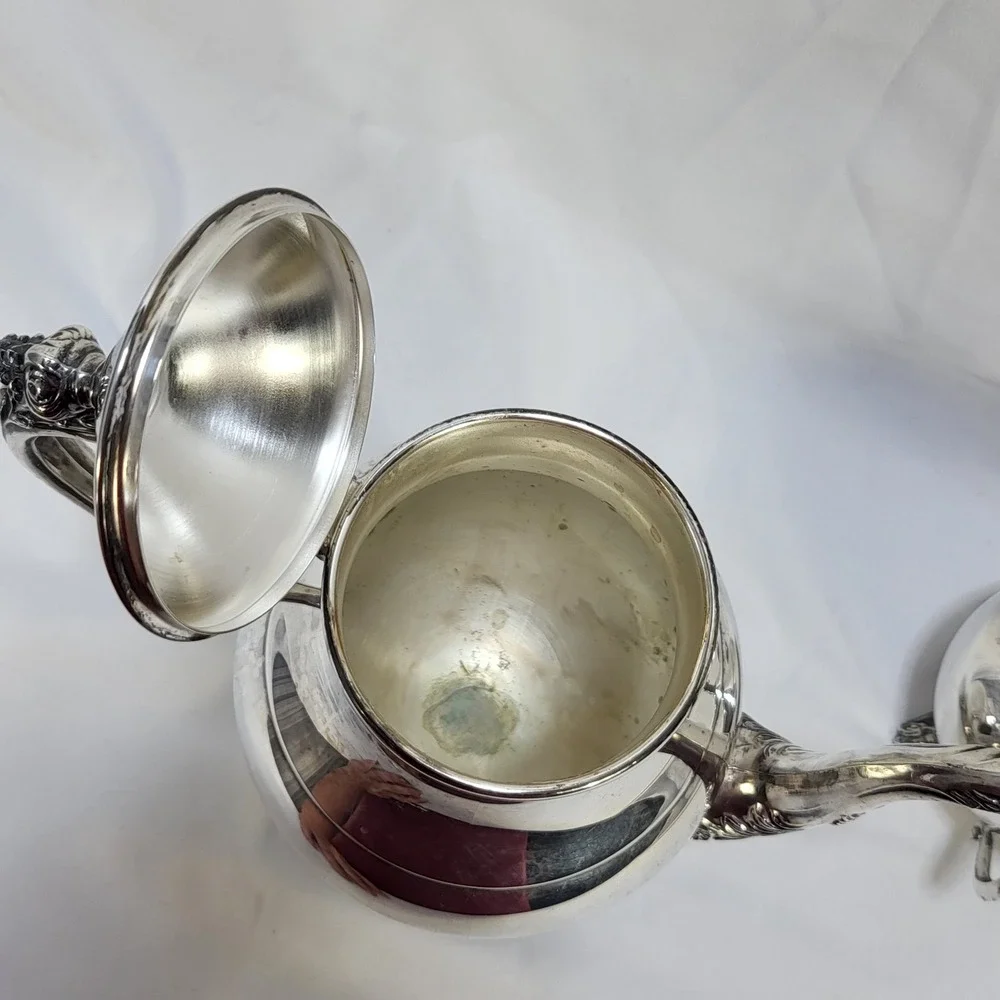 FB Rogers Silver Co 1883 Victorian Teapot Lidded Creamer Bowl Set Silverplate